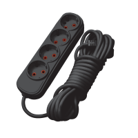 MULTIPLUG FOURFOLD 3M H05VV-F 3G1.5MM2, BLACK                                                                                                                                                                                                                  